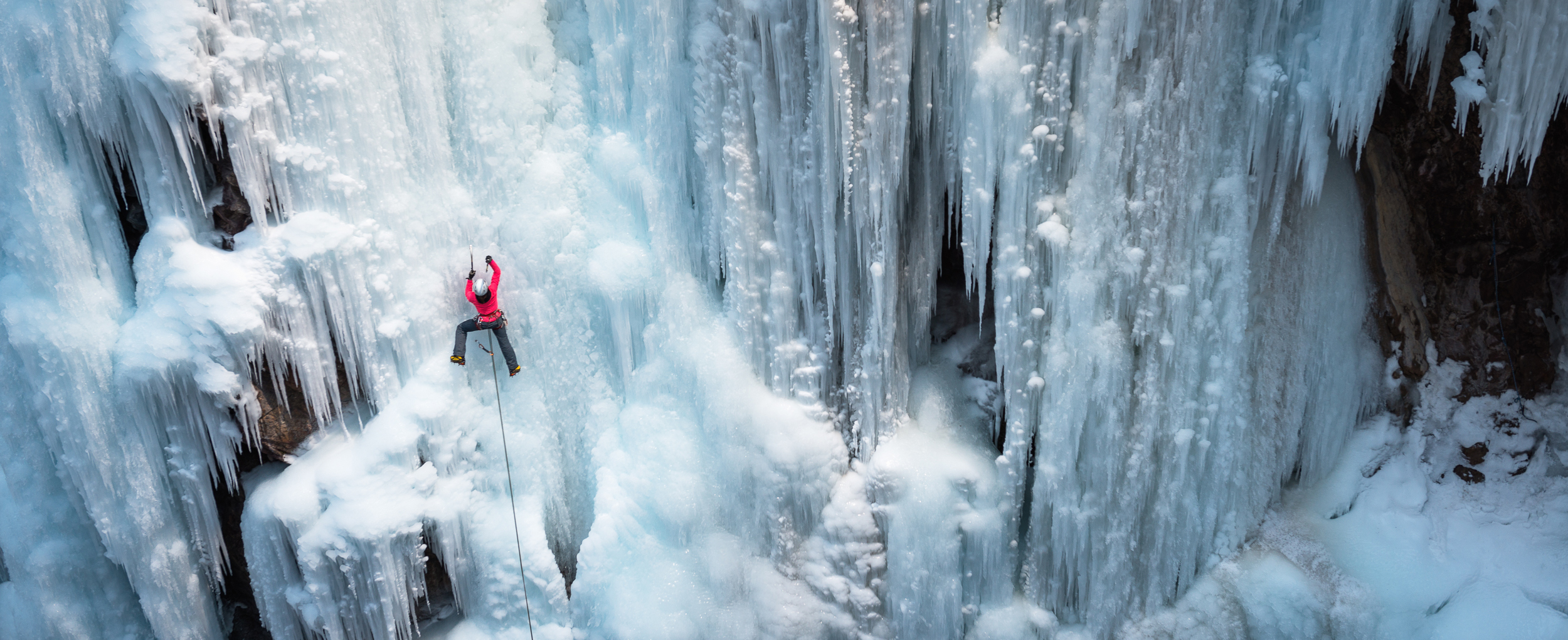 Dawn Glanc ice climbing in the Ouray Ice Park in Ouray, Colorado.